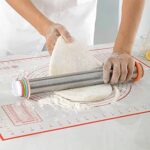 17” Adjustable Rolling Pin Stainless Steel and 24″x16″ Silicone Pastry Baking Mat Set?Adjustable Size Rolling Pin With Thickness Rings, Baking Tools for Making Pizza, Cookies, Fudge, Cakes, Pasta