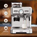 Espresso Machine with Grinder, Semi Automatic Espresso Machine with Steamer Milk Frother, COSIKIE All in One Espresso Coffee Machines 20 Bar, Home Barista Cappuccino Coffee Maker, Gifts for Her or Him