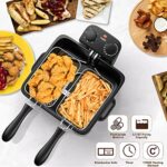 Simoe Deep Fryer with Basket Electric Deep Fat Fryers for Countertop with Adjustable Temperature, Timer, Lid w/View Window, Drip Hook for Home Kitchen, Stainless Steel (5.3QT/21 Cup)
