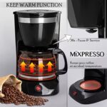 Mixpresso 10-Cup Drip Coffee Maker, Coffee Pot Machine Including Reusable And Removable Coffee Filter, The Best Coffee Maker Filterless (Black) 42 Oz