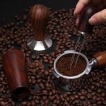 Espresso Coffee Stirrer WDT Tool, DIBTSA Coffee Powder Stirring, 304 Stainless Steel Needle Type Distributor, Wood Handle and Stand, Professional Barista Hand Distribution Tool (Rosewood color)