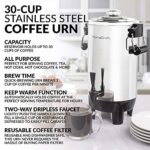 HomeCraft Quick-Brewing 1000-Watt Automatic 30-Cup Coffee Urn – Stainless Steel