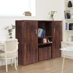 AIRIBO Modern Sideboard Buffet, Storage Cabinet Console Sofa Cupboard Table, Wooden Kitchen Buffet Bar Cabinet, Wine Rack Table, Kitchen Dining Room Home Decor (Ink Wood)