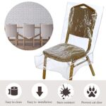 6 Pcs Plastic Dining Chair Covers with Backrests Plastic Chair Covers Clear Seat Covers for Dining Chairs Waterproof Chair Seat Cover Chair Protectors Covers, No Dust Hair Claw, Fit W/21 x D/18 Inch