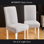RIVERITE Dining Chair Covers Kitchen Chair Covers Parsons Chair Slipcover Chair Covers for Dining Room Set of 2, Light Grey