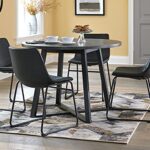 Signature Design by Ashley Centiar Mid Century Round Dining Room Table, Gray & Black