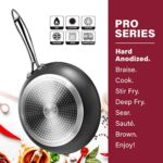Granitestone Pro Hard Anodized Set | Skillet 8”, 10” & 12” Cookware, 100% PFOA Free, Oven, Dishwasher & Metal Utensil Safe, Ultra Nonstick Frying Pans, 3 Piece, Black (Stainless Handles)