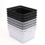 Bekith 9 Pack Plastic Storage Basket, Organizer Tote Bin for Closet Organization, De-Clutter, Accessories, Toys, Cleaning Products and More