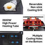 Raclette Table Grill, CUSIMAX Indoor Grill Electric Grill Portable 2 in 1 Korean BBQ Grill Indoor & Cheese Raclette, Reversible Non-stick plate, 1500W Tabletop Grill with 8 Paddles & Wooden Shovels