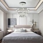 HONGMAO Modern Crystal Chandeliers LED Pink Chandelier Adjustable Stainless Steel Ceiling Lights Rings Round Pendant Lighting for Living Room Dining Room & Bedroom (Chrome)