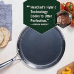 HexClad 12 Inch Hybrid Stainless Steel Griddle Non Stick Fry Pan with Stay-Cool Handle – PFOA Free, Dishwasher and Oven Safe, Works with Induction, Ceramic, Electric, and Gas Cooktops