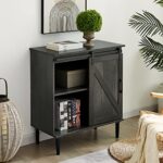 IRCPEN Sideboard Buffet Storage Cabinet, Small Accent Cabinet with Barn Door, 31.5″ Cupboard Sliding Barn Door Kitchen Cabinet with Shelves for Bar, Living Room,Dining Room, Hallway (Dark Grey)