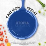 Utopia Kitchen Cast Iron Skillet Set 3-Piece – 6 Inch, 8 Inch and 10 Inch Cast Iron Cookware Set- Skillet Pan For Outdoor Camping, Oven Use & Stovetop – Blue