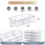 Clear Plastic Food Storage Organizer Bins,8 Pack Pantry Organizations and Storage Bins with Removable Dividers, Stackable Refrigerator Organizer Bins Fridge Organizers Kitchen Cabinet Organizers