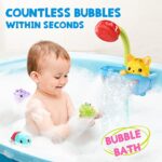 2 in 1 Bath Bubble Maker Toy Set, Baby Bath Toys with Shower, Floating Squirting Animals, Fishing Games w/ Fishing Spoon, Water Toys, Bathtub Toy for Toddlers Baby Kids Infant Girls Boys