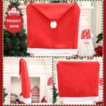 6PCS Christmas Chair Covers, Santa Hat Red Chair Covers Christmas Chair Back Covers Holiday Chair Covers for Christmas Party Dining Room Table Decorations