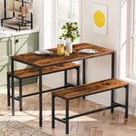 HOOBRO Dining Benches, Pair of 2 Table Benches, Industrial Style Indoor Benches, Multifunctional Benches, Durable and Stable, for Dining Room, Kitchen, Living Room, Bedroom, Rustic Brown BF02CD01