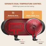 Moongiantgo Hot Pot with Grill, 2 in 1 Hotpot Pot Electric Grill Indoor Smokeless Separate Dual Temperature Control Shabu Shabu Pot Korean bbq Grill Non-Stick 5 Gears Adjustable for 2-8 People