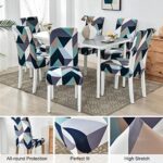 HAOYONG Dining Room Chair Cover Printed Chair Slipcover Washable Parsons Chair Slipcover Removable Seat Protector for Dining Room Hotel Ceremony Restaurant – 4 PCS Chair Cover+1 PC Bench Cover