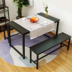 Coral Flower Soho Home Traditional Dining Table,48 inches Long, Top with Metal Frame, Black 1