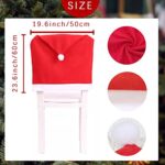 4pc Red Hat Dining Chair Slipcovers, Santa Chair Back Covers Santa Seat Covers Fabric Santa Chair Covers Cover Christmas Decorations for Chairs Kitchen Festival Holiday (4)