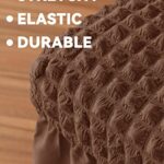 Dining Chair Covers with Skirt, Chair Covers for Dining Room Set of 4, Durable Washable High Elastic Stretchable, Easy Fit Universal Furniture Protector (Set of 4, Brown)