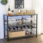 Ecoprsio Wine Rack Table, Modern Bar Cabinet with Wine Rack and Glass Holder 41 Inch Liquor Cabinet with Storage for Bar, Buffet, Dining Room, Living Room, Kitchen, Grey