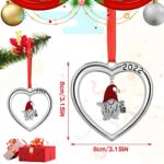 Christmas Gnome Ornaments 2022 Silver Christmas Heart Ornament Funny Holiday Xmas Keepsake Tree Hanging Decor Christmas Housewarming Gift (2022)