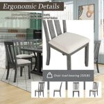 Merax 9-Piece Industrial Style Wooden Dining Room Set, 78 x 40 inch Rectangular Table and 8 Padded Chairs, Gray_9pcs