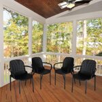 Zenvida Outdoor Dining Chair Stackable Plastic Patio Furniture Armchair (Set of 4)