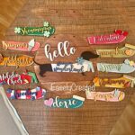 13PCS Interchangeable Plaque Seasonal Festival Dog Wooden Door Hanger Ornaments, Cute Seasonal Home Sign Welcome Decor, Front Porch Decor Outdoor Hanging Vertical Sign, Welcome to (Coffee, One Size)