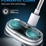 Electric Mop, Cordless Electric Spin Mop, Hardwood Floor Cleaner with Built-in 300ml Water Tank, Polisher with Led Headlight and Sprayer, Scrubber for Hard Floor & Tile, Powerful Cleaner and Waxing