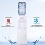 Water Cooler Dispenser, Axonl Hot&Cold Top Loading Water Dispenser 5 Gallons Water Coolers with Child Safety Lock Removable Drip Tray & Storage Cabinet for Home Office Use, White