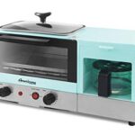 Elite Gourmet Americana EBK8810BL 2 Slice, 9.5″ Griddle with Glass Lid 3-in-1 Breakfast Center Station, 4-Cup Coffeemaker, Toaster Oven with 15-Min Timer, Heat Selector Mode, Blue