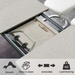 HIPIHOM Mid-Century Dining Table for 6-8 Seat, Rectangle Design with Middle Butterfly Extension Leaf Kitchen Table, Thicker MDF & HPL Board Top and Sturdy Structure Table for Kitchen Restaurant,Grey