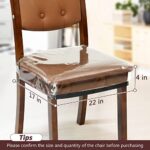4 Pack Large Plastic Chair Covers for Dining Room, Clear Chair Seat Protectors with Adjustable Belt Strap Fits 18” – 22” Seats, Waterproof & Scratch Resistant Heavy Duty PVC Dining Chair Covers