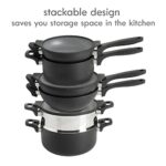 Kenmore Elite Grayson Stackable Platinum Nonstick Forged Aluminum Induction Cookware Set, 9-Piece, Black