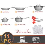 FRUITEAM Nonstick Cookware Set 11-Piece Hammered Kitchen Ware Pots & Pans Set Induction Cooking Pots Even Heating Pans, Oven/Stovetop Safe for Family Meals, Grey