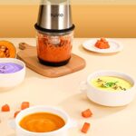 Syvio Mini Food Processors, Baby Food Chopper with 4 Bi-Level Blades, Mini Electric Food Chopper 400W, for Baby Food, Meat, Onion, Vegetables, 2 Speed, 2.5 Cup