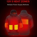 DEWBU Heated Jacket with 12V Battery Pack Winter Outdoor Soft Shell Electric Heating Coat, Men’s Black, M