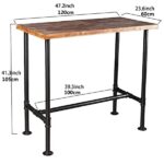 LOKKHAN Rectangular Dining Table for 4, (47.3″ L x 41.3″ H x 23.6″ W), Heavy Duty Metal Pipe, Solid Wood Desktop, Home Kitchen Bar Office Cafe Pub, Rustic Industrial, Black & Brown