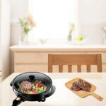 Nonstick Electric Skillet – 12-In Round Frying Pan – Temperature Control (Black)