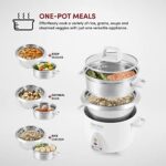 Aroma Housewares 6-Cup (Cooked) / 1.2Qt. Select Stainless Pot-Style Rice Cooker, & Food Steamer, One-Touch Operation, White