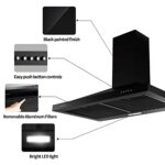 SNDOAS Black Range Hood 30 inches,Vent Hoods in Black Painted Stainless Steel,Wall Mount Range Hood,Kitchen Hood Vent with Ducted/Ductless Convertible,Hood Vents for Kitchen
