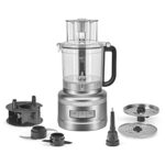 KitchenAid 13-Cup Food Processor, Contour Silver & Cordless Variable Speed Hand Blender with Chopper and Whisk Attachment – KHBBV83