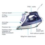 Rowenta DW8080 Professional Micro Steam Iron Stainless Steel Soleplate with Auto-Off, 1700-Watt, 400-Hole, Blue