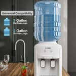 UMOMO Top Loading Water Cooler Dispenser, Countertop Water Cooler Dispenser, Holds 3 or 5 Gallon Bottle, Hot & Cold Water, for Home and Office Use, White(Water Bottle NOT Included)