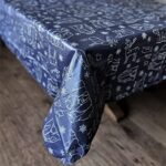 Christmas Navy Blue Winter Polar Bear, Reindeer, Penguin Animals Vinyl PEVA Flannel Backed Tablecloth | Holiday Entertaining Decor for Kitchen or Dining Room Table, 52″ x 90” Rectangle/Oblong