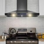 AKDY 30 in. 343 CFM Convertible Wall Mount Black Stainless Steel Kitchen Range Hood with Touch Panel and Carbon Filters