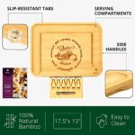 ROYAL CRAFT WOOD Extra Large Cheese Board – Bamboo Cheese Board and Knife Set – Charcuterie Board Set, Charcuterie Platter & Serving Tray, Wedding Gifts (17.5″ x 13″)